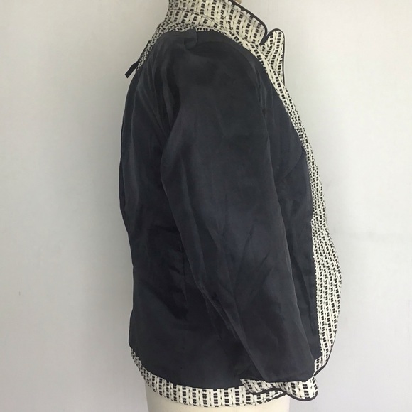 Cynthia Rowley Black& White / black piping 3/4 sleeve one button blazer Medium - Picture 6 of 8